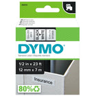 DYMO - Ruban d'étiquettes D1 - 12mm (1/2 po) - noir sur blanc-Impression noir foncé sur papier blanc pour des étiquettes très visibles