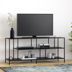 Hudson&Canal Winthrop TV Stand with Metal Shelves for TV's up to 60" - Blackened Bronze-Constructed of sturdy metal materials in a handcrafted Blackened Bronze finish