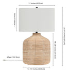 Hudson&Canal - Lampe de table surdimensionnée en rotin Jolina , 68 cm de haut, avec abat-jour en tissu - Rotin naturel/blanc-Conçu pour une ampoule à incandescence de 60 W - ampoule LED de 9 W, ampoule fluorescente (CFL) de 13 W ou ampoule LED à ballast automatique de 9 W, ampoule à culot E26, ampoule non incluse