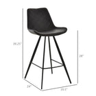 HOMCOM - Tabourets de bar hauteur comptoir en microfibre - noir - paquet de 2-La surface en microfibre est douce et facile à entretenir 
