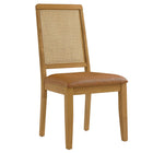 Modway - Arlo Cuir végétalien rembourré en faux rotin et bois Fauteuils d’accompagnement à manger Ensemble de 2 - Bronzage naturel naturel-Glissements au pied sans marquer