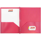 JAM Paper Plastic Two-Pocket School POP Folders with Metal Prongs Fastener Clasps - Fuchsia Hot Pink - 6 Pack-Quantity: 6 Folders per Pack | One for each subject & project