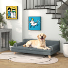PawHut Elevated Dog Sofa Bed with Cushion - Dark Grey-Removable, washable cover keeps your pet's space clean. 