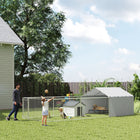 PawHut Outdoor Dog Kennel and Dog Run with Cover - 19.7' x 7.5' x 4.9' - Silver-Dual areas for rest and play to support pet wellness 
