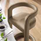 Modway Winslow Performance Velvet Counter Stool - Taupe-Stainless Steel Footrest
