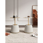 Manhattan Comfort Anderson 15.75" Modern Leatherette Upholstered End Table - Cream - Set of 2-Beautiful Round Gold Steel Table Top