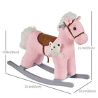 Qaba - Cheval à bascule en peluche sur rockers en bois - rose-Renforce les muscles du tronc et des bras, aide également à améliorer l’équilibre 