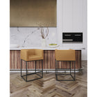 Manhattan Comfort - Embassy tabouret de comptoir 20,5" style milieu du siècle moderne en similicuir rembourré - argile-Conception moderne du cadre carré en métal durable