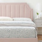 Modway - Sienna Lit plateforme Simple en velours haute performance avec pieds en bois noir - Rose-Poutre centrale renforcée et jambes de soutien