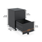 Ceha Canada 2-Drawer Metal Pedestals - Black-SMART DRAWER FEATURES: With 2 drawers, our mobile storage cabinet offers versatile storage that effortlessly accommodates various document sizes, including letter, legal, and A4. Maintain a well-organized and readily accessible filing system for your documents.