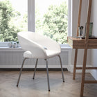 Flash Furniture Fusion Series Contemporary Leather Side Reception Chair - White-Plastic Floor Glides