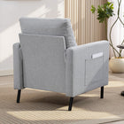 HOMCOM - Fauteuil d’appoint moderne avec pieds en métal et coussin épais pour chambre - gris clair-Dimensions de l’assise : 22 po l x 19,7 po P x 18,5 po H (56 x 50 x 47 cm) 
