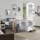 Modway Horizon Stainless Steel Queen Bed Frame - Silver-Generous 14" Storage Space