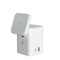 Adam Elements Mag 4 30W GaN 4-in-1 Power Charging Station - White-Compact and Tidy: Small, compact size takes up minimal space, providing a tidy desk space and freedom from tangling cords. The anti-skid base ensures stable wired or wireless charging