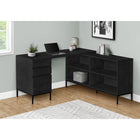 Monarch Specialties - 7493 Bureau 60 po L - En Forme De L/Coin Chêne Noir-Ce bureau en forme de L avec rangement est fini sur tous les côtés pour être placé n'importe où dans un bureau à domicile, et dispose de 2 tiroirs de rangement en combinaison avec un tiroir classeur.