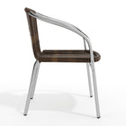 Flash Furniture Commercial Aluminum & Dark Brown Rattan Indoor-Outdoor Restaurant Stack Chair-Integrated Arms