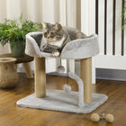 PawHut - Arbre à chat, condo avec poteaux à griffer en jute - gris clair-Recouvert d’un revêtement en peluche, assurant le confort de votre chat 