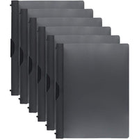 JAM Paper Plastic Report Covers with Slide Lock Clip Letter Size - 9 x 12 - Black with Clear Front - 6 Pack-Size: 8.5" x 11"