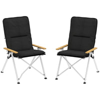 Outsunny Folding Camping Chairs 2 Pack with Removable Cushion, Carry Bag - Black-Four backrest settings(100°,105°,110°,115°) ensure comfort at various sitting angles