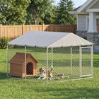 PawHut Covered Dog Kennel for Small Medium Dogs - 7.5' L x 7.5' W x 5.6' H-Heavy-duty galvanized steel