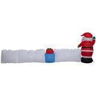 GEMMY Airblown Inflatable Merry Christmas Sign with Santa - 37" x 108"-Deflates for easy storage