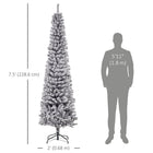 HOMCOM 7.5' Snow-Flocked Pencil Artifical Christmas Tree - Black-Space-saving pencil shape 