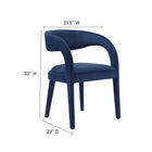 Modway Pinnacle Performance Velvet Dining Chair - Midnight Blue - 2 Pack-Dense Foam Padding