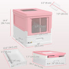 PawHut Enclosed Cat Litter Box with Scoop, Tray, Top Entry and Foldable - Pink-Two doors and roof exit to let cats climb and keep messes at bay 