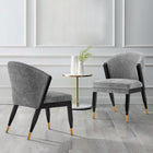 Manhattan Comfort - Lot de 2 chaises de salle à manger modernes Ola 54,5 cm en tissu chenille gris-Cadre en bois d’orme de haute qualité avec embouts en métal doré brossé pour l’élégance et la durabilité