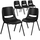 Flash Furniture HERCULES Series Kid's Black Ergonomic Shell Stack Chair with Black Frame & 12" Seat Height-Set of 5 Multipurpose Stack Chairs
