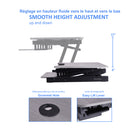 Rocelco 37" Deluxe Extra-Wide Sit to Stand Adjustable Desk Riser - Grey-Grommet Hole: For hassle free cable management, or to install a monitor mount for 1 or 2 monitors, such as the Rocelco DM1 or DM2