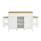 Modway Garland 3-Piece Kitchen Island and Stool Set - Oak White-10