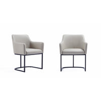 Manhattan Comfort - Lot de 2 fauteuils de salle à manger modernes Serena 23,03 po en similicuir gris clair-Fauteuil de salle à manger moderne pour salle à manger et usage de travail Lot de 2