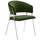 Modway Nella Upholstered Performance Velvet Dining Chair - Moss Green/Silver - 2 Pack-Protective Foot Pins