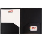 JAM Paper Heavy Duty Plastic Two-Pocket School Folders - Black - 6 Pack-Quantity: 6 Folders per Pack | One for each subject & project
