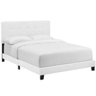 Modway Amira Upholstered Fabric Full Bed - White-Padded Button-Tufted Headboard