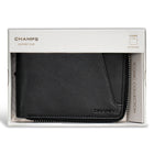Champs Iconic Leather Zip Around Wallet - Black/Black-Easy access ID window