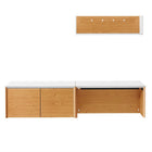 Modway Kinetic 38" Wall-Mount Office Desk With Cabinet and Shelf - White Natural-Wall-Mount Office Desk, Cabinet, and Shelf