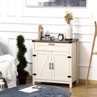 HOMCOM 29.9" L Sideboard Buffet Cabinet for Farmhouse Kitchen - White-Ample storage space with a countertop, a drawer, and a door cabinet