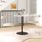 HOMCOM Round Dining Table with Steel Base & Non-slip Pad for Living Room - White-The non-slip pad on its base keeps the table stable and protects the floor from scratches