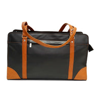Ashlin® Mallette fourre-tout en cuir Carlton, couleurs contrastées-Cette mallette fourre-tout pratique et chic met en vedette une construction à glissière supérieure pour la durabilité, deux longues bandoulières, deux sections principales avec un diviseur central, deux compartiments extérieurs avec fermeture à glissière pour un accès facile.