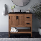 Modway Ashlyn 36" Wood Bathroom Vanity Cabinet - Walnut-Non-Marking Foot Caps