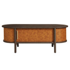 Modway Coralie Curved Vegan Leather Oval Coffee Table - Walnut Tan-Assembly Required