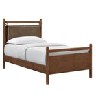 Modway Leni Twin Size Vegan Leather and Wood Platform Bed Frame - Walnut Mushroom-Twin Size Platform Bed