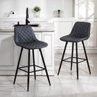 HOMCOM 27.25" Counter Height Kitchen Bar Stools - Black - 2 Pack-The lower footrest prevents your legs from dangling
