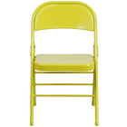 Flash Furniture HERCULES ColourBURST Series Twisted Citron Triple Braced & Double-Hinged Metal Folding Chair-Non-Marring Glides