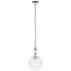 Hudson&Canal - Suspension Verona de 28 cm de large avec abat-jour en verre, Hudson&Canal, nickel brossé/transparent-Associé à un abat-jour en verre dôme transparent