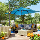 Outsunny 8' L x 8' W Square Patio Hanging Offset Umbrella with 360° Rotation - Turquoise-8' x 8' (245 x 245 cm) canopy offers complete shade in any park, garden, patio, backyard, beach, pool or other outdoor settings  