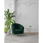 Manhattan Comfort Rosemont 32.28" Mid-Century Modern Velvet Upholstered Accent Chair - Green and Gold - 2 Pack-Constructed with Wooden Frame and Metal Legs