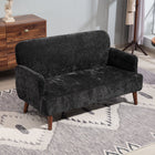 HOMCOM 2 Seater Sofa Couch with Thick Padding and Wood Legs - Black-Compact dimensions fit well in small spaces